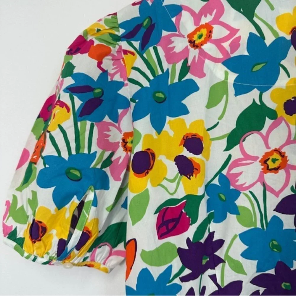 J. Crew Puff-sleeve‎ dress in vibrant garden print